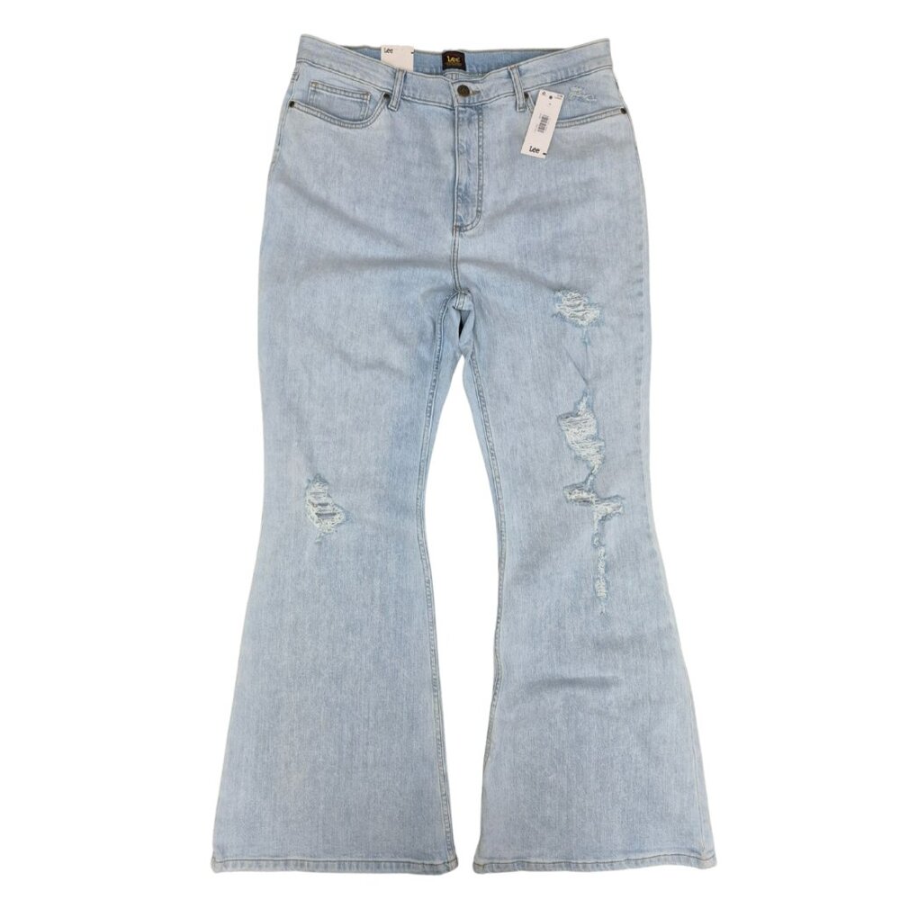 Lee Flare Distressed High Rise Size 34 Cristal Clear Jeans 112331523 - NWT